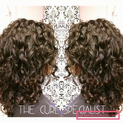 Ladder on curly hair of medium length