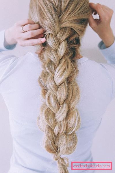 Lush braid of four strands for long hair