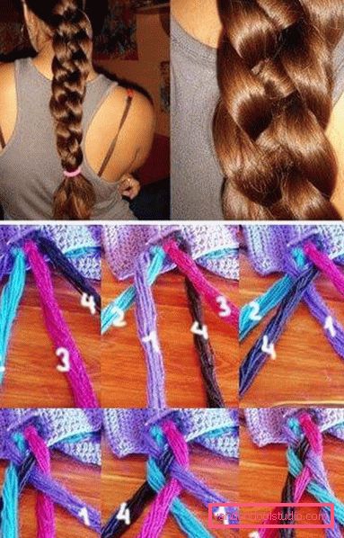 Lush braid of four strands for long hair