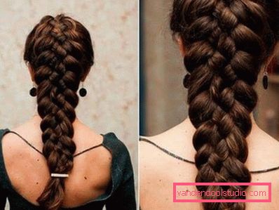Lush braid of five strands for long hair