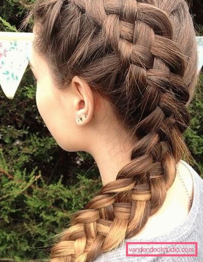 Lush braid of five strands for long hair