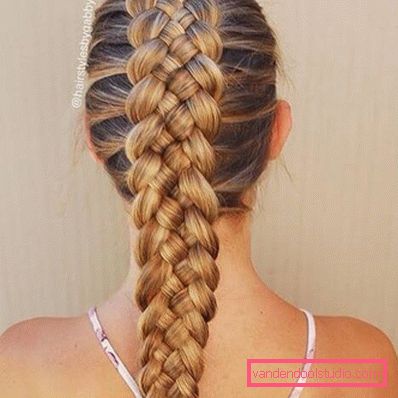 Lush braid of five strands for long hair