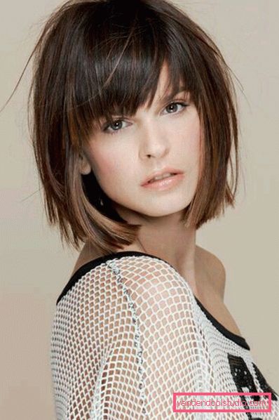 Shatush On dark hair with bangs
