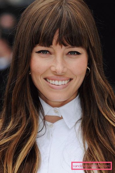 Shatush On dark hair with bangs