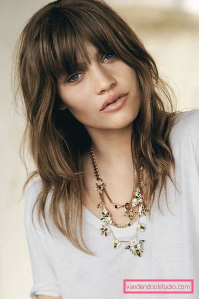 Shatush On dark hair with bangs