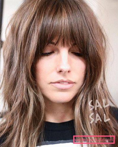 Shatush On dark hair with bangs
