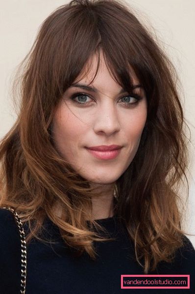 Shatush On dark hair with bangs