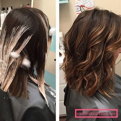 How to make shatush on dark hair of medium length
