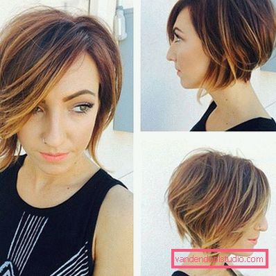 shatush on dark short hair