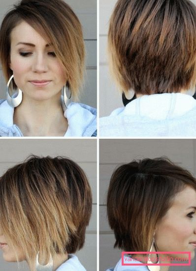 shatush on dark short hair