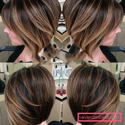 shatush on dark short hair