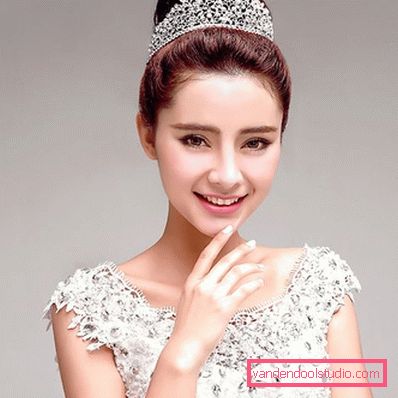 Wedding hairstyles with a diadem on medium-length hair