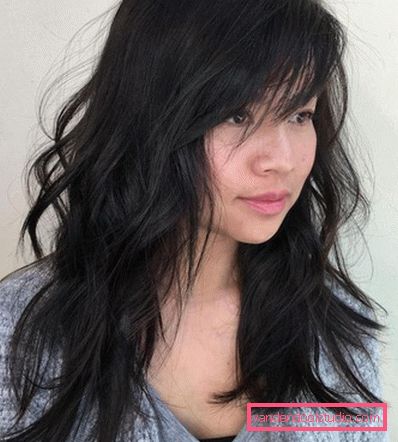 female haircut cascade with bangs