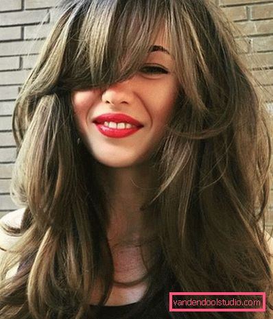 female haircut cascade with bangs