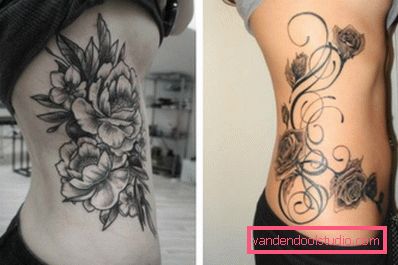 Peonies and roses on the body of a girl