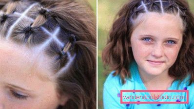 Children's hairstyle with ponytails for short hair