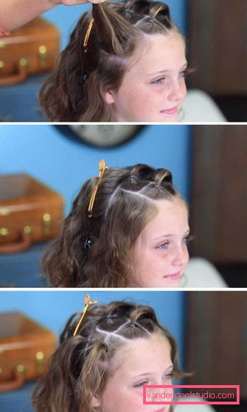 Children's hairstyle with ponytails for short hair