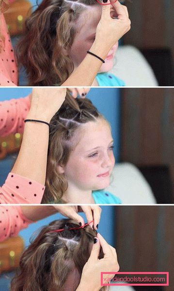 Children's hairstyle with ponytails for short hair