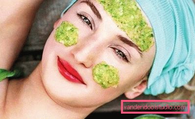 green gruel on the forehead and cheeks of a girl