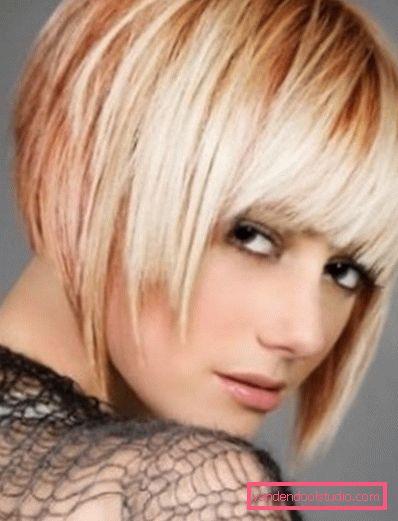 Haircut square on the leg with a bang Spectacular and stylish haircut on the leg