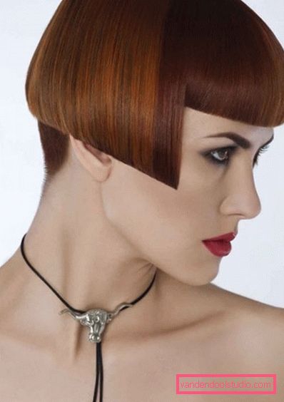 Haircut square on the leg with a bang Spectacular and stylish haircut on the leg