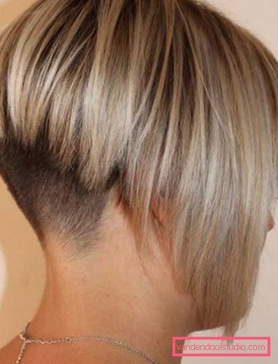 Hairstyle trim - rear view Spectacular and stylish haircut on the leg