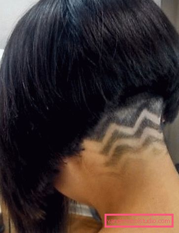 Hairstyle trim - rear view Spectacular and stylish haircut on the leg
