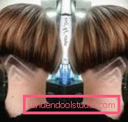 Hairstyle trim - rear view Spectacular and stylish haircut on the leg
