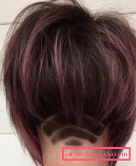 Hairstyle trim - rear view Spectacular and stylish haircut on the leg