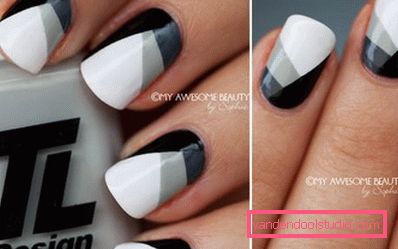 gray-white-black nail art