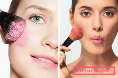 brush on cheeks with pink powder brush on cheeks with pink powder