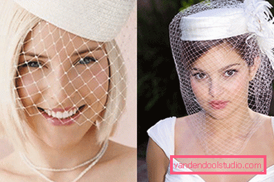 vintage coquettish hats on brides' heads