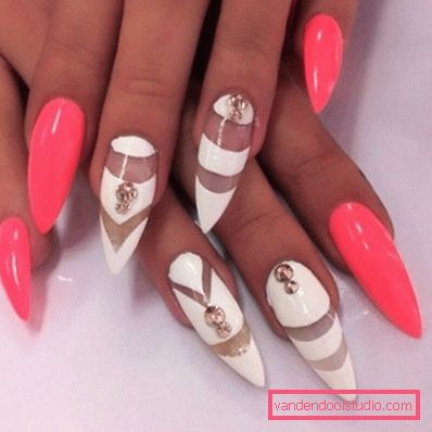 Beautiful manicure on sharp nails 2019-2020