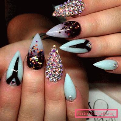 Beautiful manicure on sharp nails 2019-2020