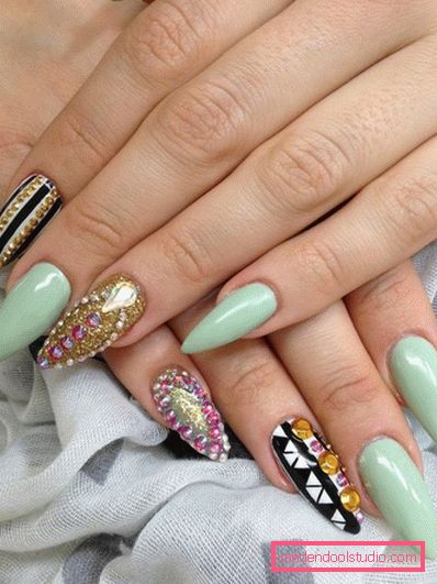 Beautiful manicure on sharp nails 2019-2020