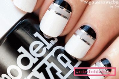 black and white nail art