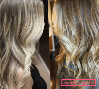 Fashionable dyeing of dark and light hair in the style of shatush