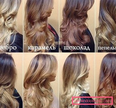 Fashionable dyeing of dark and light hair in the style of shatush