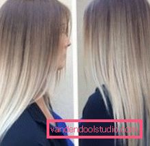 Fashionable dyeing of dark and light hair in the style of shatush