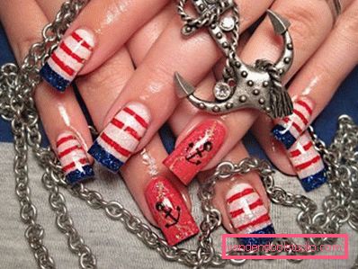 bright blue white red nail art bright blue white red nail art