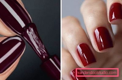 manicure with burgundy multilac