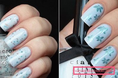 nail art with blue varnish