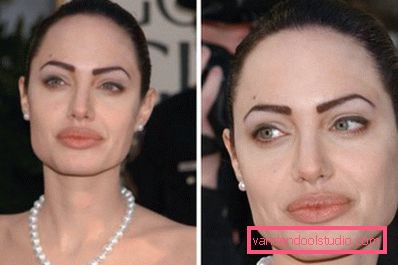 horrible tattoo eyebrows Angelina Jolie