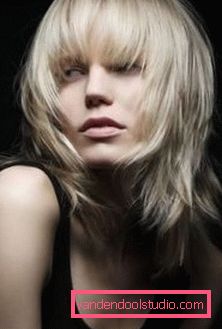 Popular women's haircuts with long and oblique bangs for medium hair