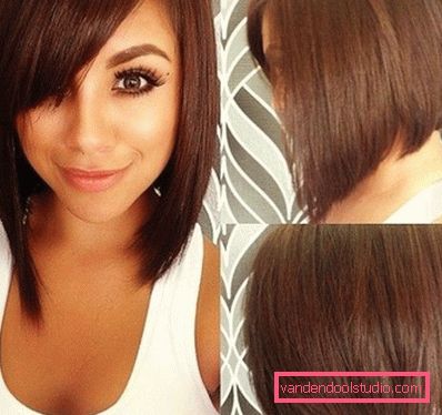 Popular women's haircuts with long and oblique bangs for medium hair