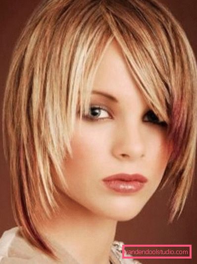 Popular women's haircuts with long and oblique bangs for medium hair