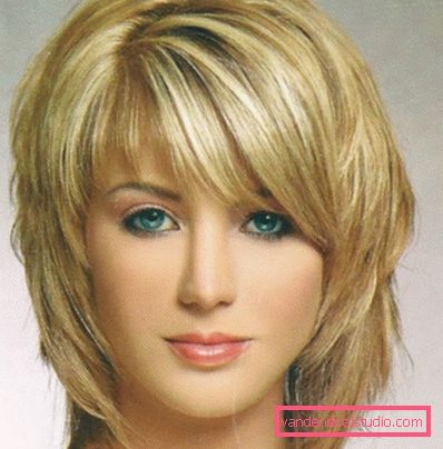 Popular women's haircuts with long and oblique bangs for medium hair