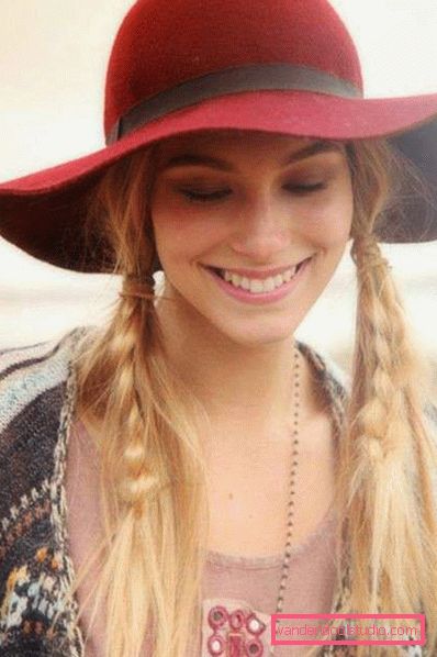 Hairstyles under the cap for long and medium hair - photo