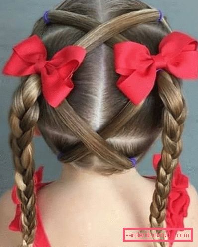 Hairstyles for children for medium hair in kindergarten A variety of hairstyles for girls on medium hair