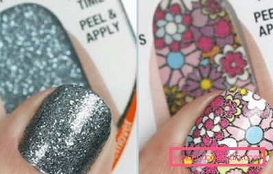 nail art with flowers and sparkles